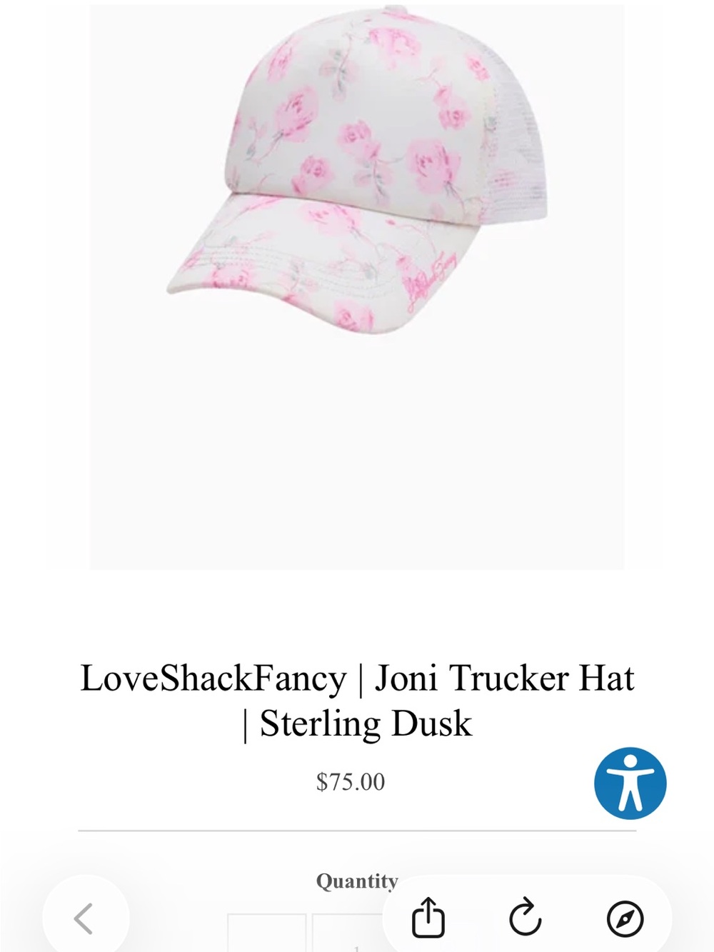 LoveShackFancy Joni Sterling Dusk Floral Trucker Hat NWT